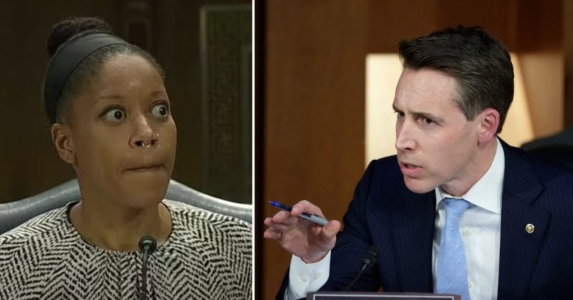 Berkeley law professor Khiara Bridges, left, testifies before the Senate Judiciary Committee in Washington, D.C., on Tuesday. Sen. Josh Hawley questions U.S. Supreme Court nominee Judge Ketanji Brown Jackson during her Senate Judiciary Committee confirmation hearing on March 23 in Washington, D.C.