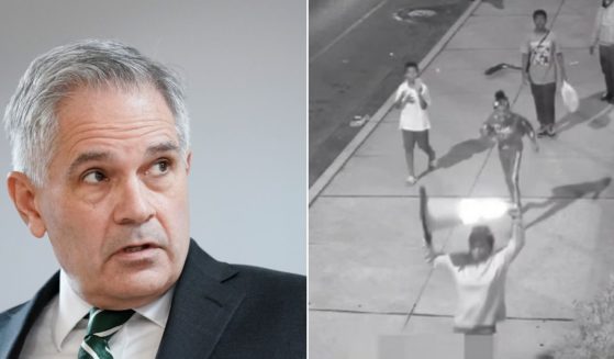 In Philadelphia, where Larry Krasner, left, serves as district attorney, a group of 10- to 14-year-olds beat a man with a traffic cone, right.