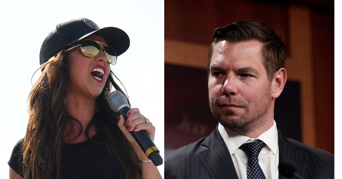 After Democratic Rep. Eric Swalwell, right, took aim at Republicans on Twitter following the Fourth of July shooting in Highland Park, Illinois, on Monday, Republican Rep. Lauren Boebert, left, fired back at the Democrat.