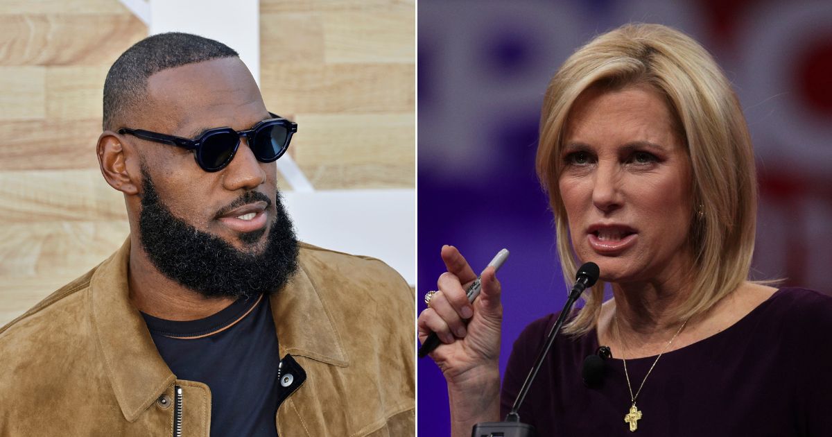 A company co-owned by LeBron James, left, is seeking to trademark the phrase "Shut up and dribble," quoting Fox News' Laura Ingraham's comment after James made remarks disparaging then-president Donald Trump.