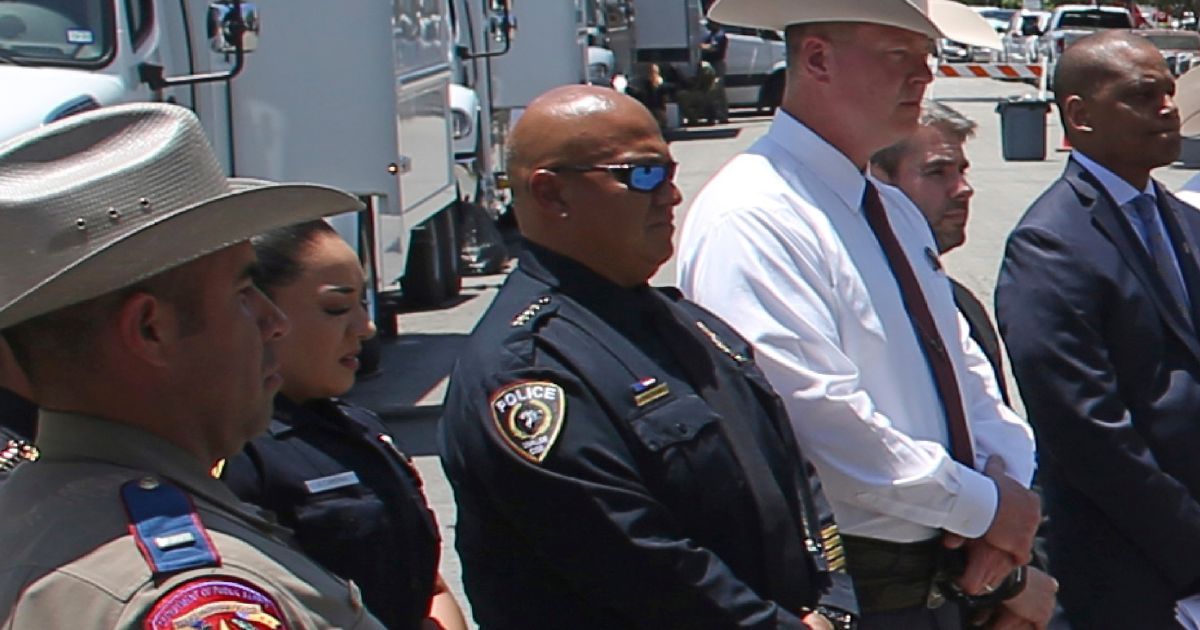 Uvalde School Police Chief Pete Arredondo stands during a news conference