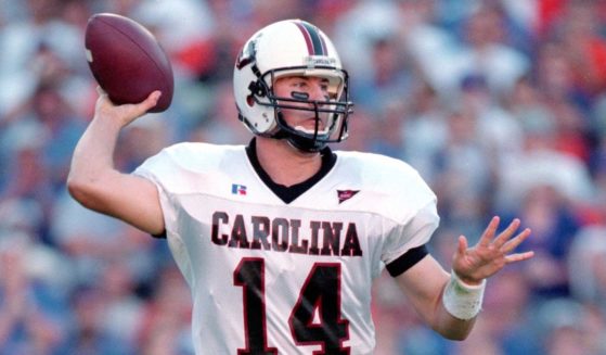 South Carolina quarterback Phil Petty gets ready to pass during the Gamecocks' game against the Florida Gators in Gainesville, Florida, on Nov. 11, 2000.