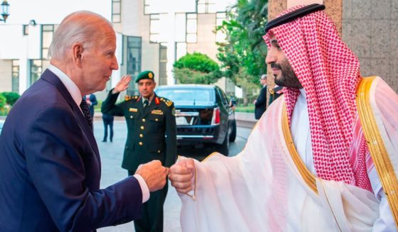President Joe Biden greets Saudi Crown Prince Mohammed bin Salman with a fist bump
