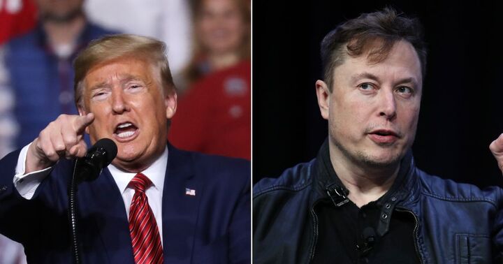 On Saturday, former President Donald Trump, left, criticized Elon Musk, right, after Musk backed out of buying the social media company Twitter.