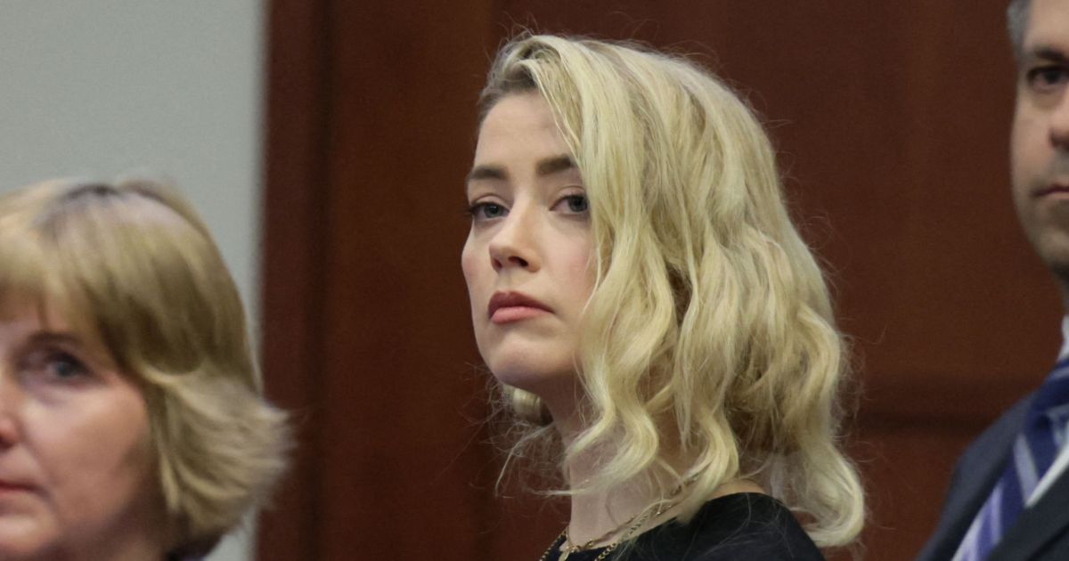 Actress Amber Heard is pictured in a June 1 file photo from just before the jury's verdict was announced in her high-profile court fight with actor and ex-husband Johnny Depp.