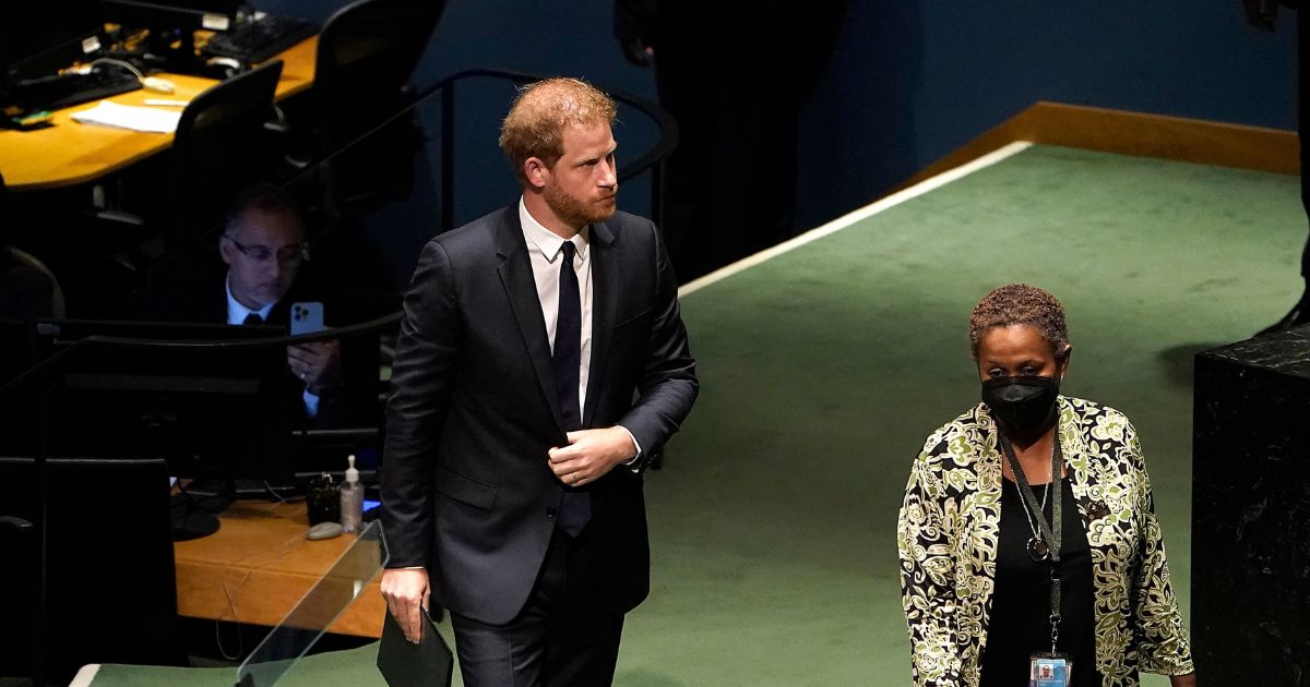 Britain's Prince Harry arrives Monday at the United Nations General Assembly to deliver the keynote address for Nelson Mandela International Day.
