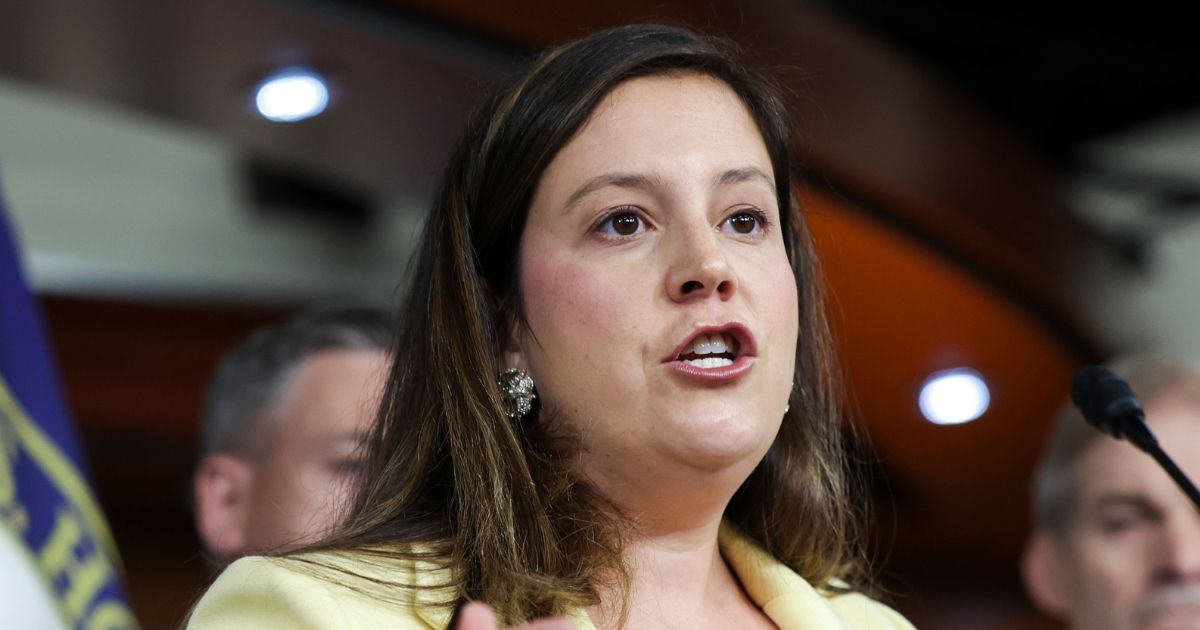 House Republican Conference Chairwoman Elise Stefanik of New York addresses a new conference June 8 at the Capitol.
