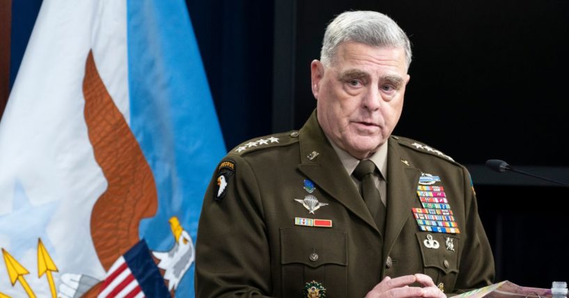 Joint Chiefs Chairman Gen. Mark Milley speaks during a media briefing at the Pentagon, Wednesday, in Washington.