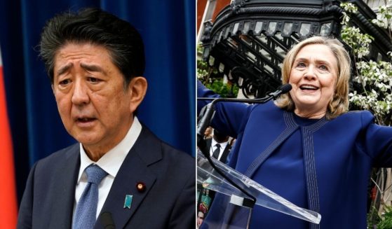 After former Japanese Prime Minister Shinzo Abe, left, death, an alleged tweet regarding Hillary Clinton, right, went viral.