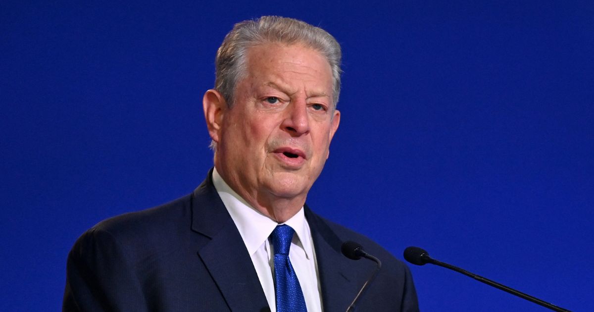 Former US vice president and climate campaigner Al Gore delivers a speech at the COP26 UN Climate Summit in Glasgow on Nov. 5, 2021.
