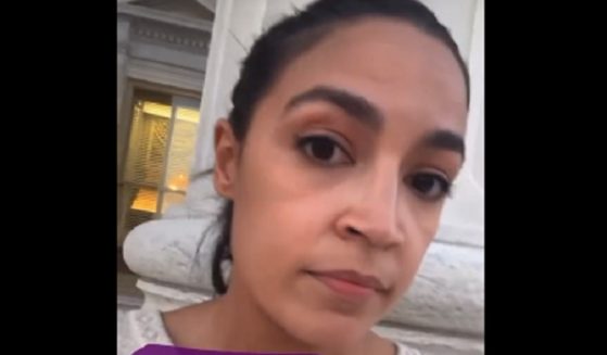 Rep. Alexandria Ocasio-Cortez in a video she took Wednesday on the Capitol steps.
