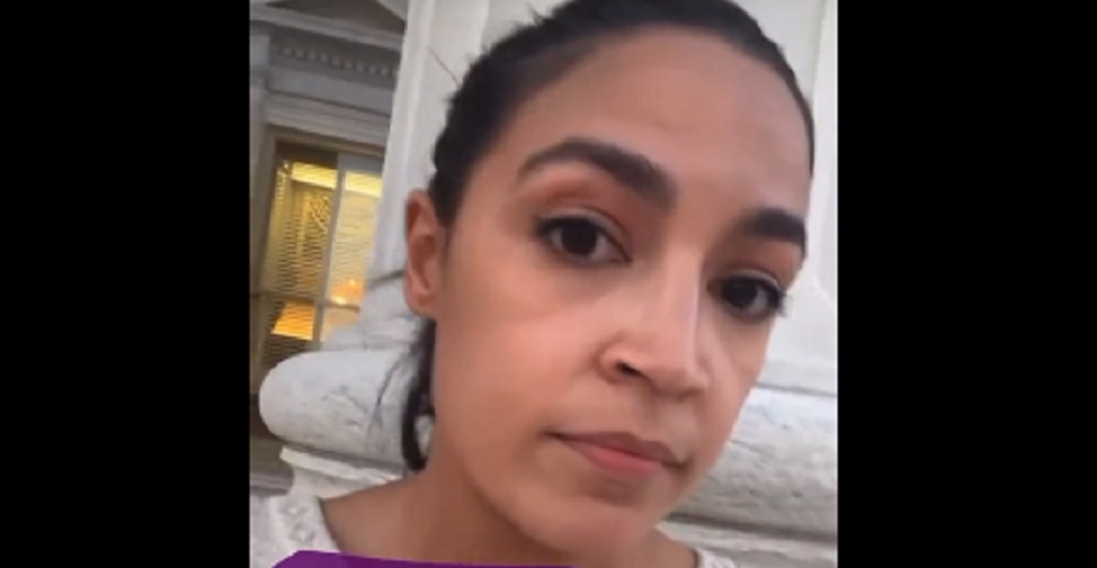 Rep. Alexandria Ocasio-Cortez in a video she took Wednesday on the Capitol steps.
