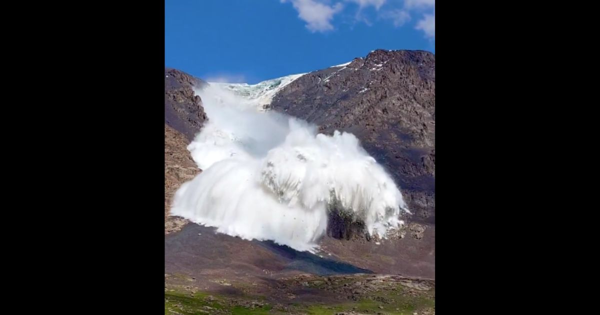 An avalanche was captured on video in the Tian Shan mountains in Kyrgyzstan.