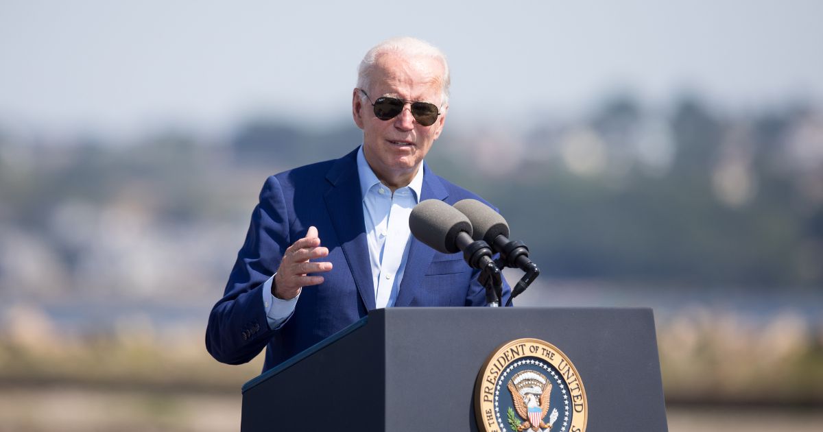President Joe Biden delivers remarks on climate change and clean energy at Brayton Point Power Station on Wednesday in Somerset, Massachusetts.