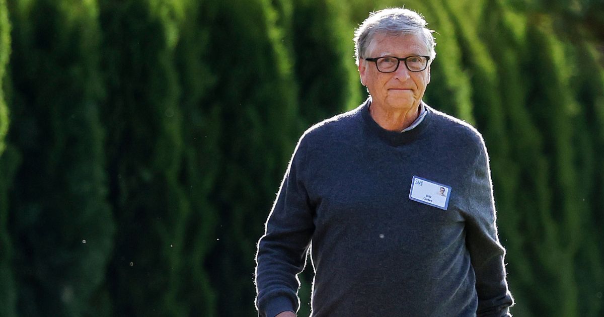 Bill Gates, co-founder of Microsoft and Chair of the Gates Foundation, walks to a morning session during the Allen & Company Sun Valley Conference on July 8 in Sun Valley, Idaho.