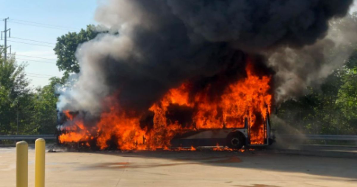 An electric bus caught on fire on Saturday in Hamden, Connecticut.