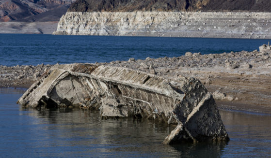 Receding water on Lake Mead has revealed a World War II-era landing craft used to transport troops or tanks.