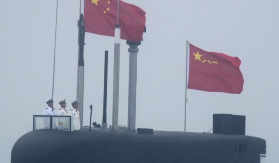 A Chinese People's Liberation Army submarine participates in a naval parade in eastern China's Shandong province in a file photo from 2019. China is reportedly planning to join Russia, Iran and several other countries in conducting war games in Venezuela in August, bringing hordes of enemies to the United States' backyard.
