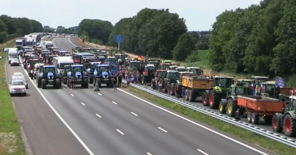 Dutch farmers block the border between the Netherlands and Germany with their tractors to protest a new climate policy.