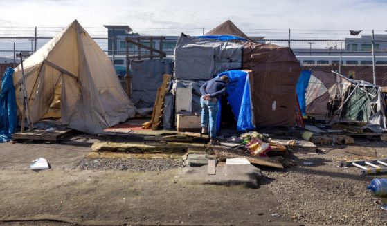 The above image is of an encampment in Seattle on March 12.