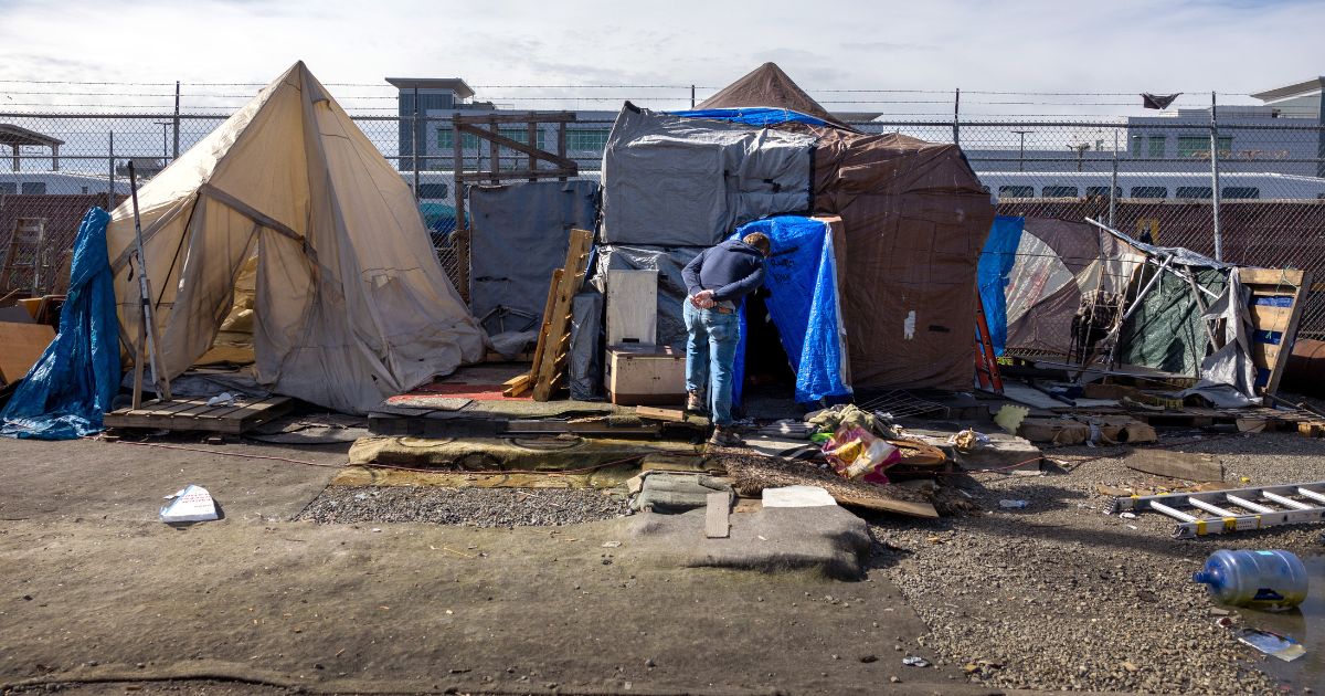 The above image is of an encampment in Seattle on March 12.