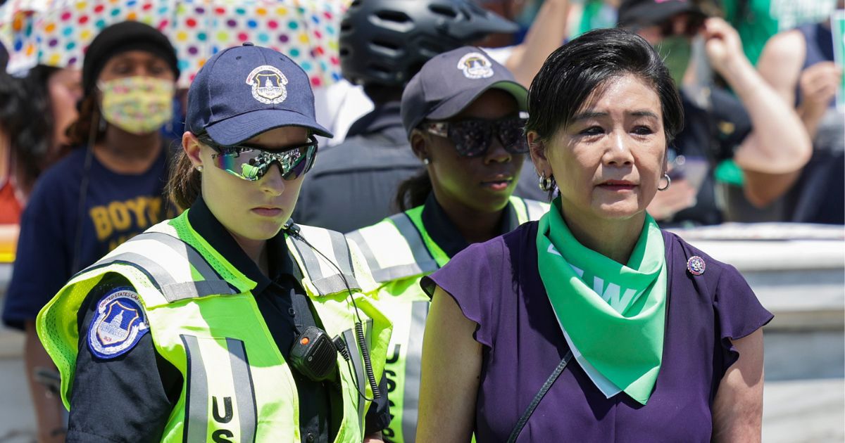 Democratic Rep. Judy Chu of California and pro-abortion activists were detained by Capitol Police outside the Supreme Court Thursday.