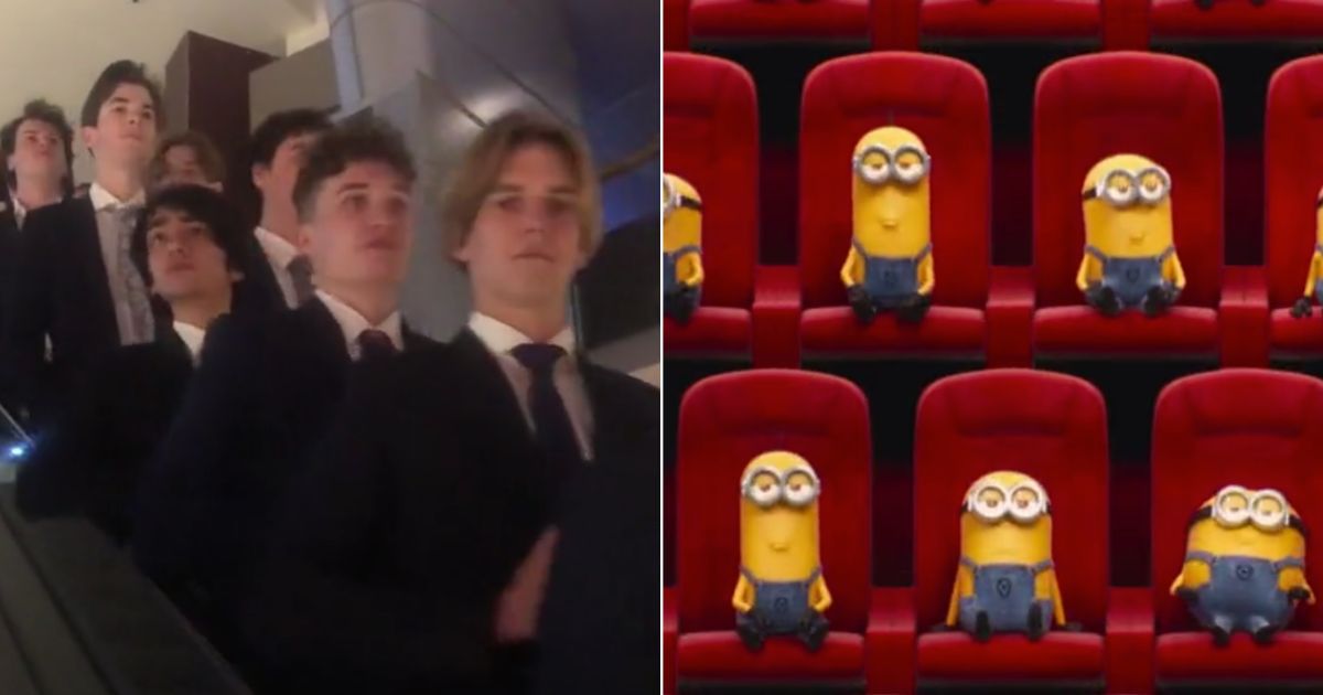 TikTok-trending, suit-wearing teenagers show up to the "Minions: The Rise of Gru" movie premiere.