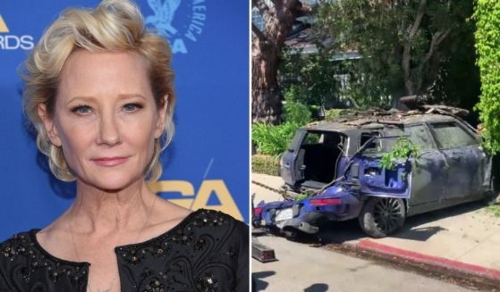 Anne Heche attends the 74th annual Directors Guild of America Awards at the Beverly Hilton hotel in Beverly Hills, California, on March 12. Heche's totaled car is towed after she crashed it into a house on Friday.