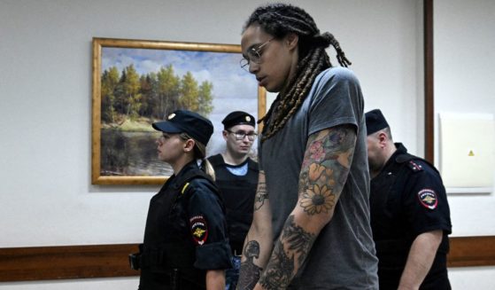 US basketball player Brittney Griner leaves a courtroom in Khimki outside Moscow on Thursday.