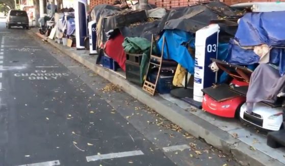 An entire group of charging stations in Los Angeles, California, were unable to be used last year as they were surrounded by piles of trash and items belonging to homeless people that had overtaken the street.
