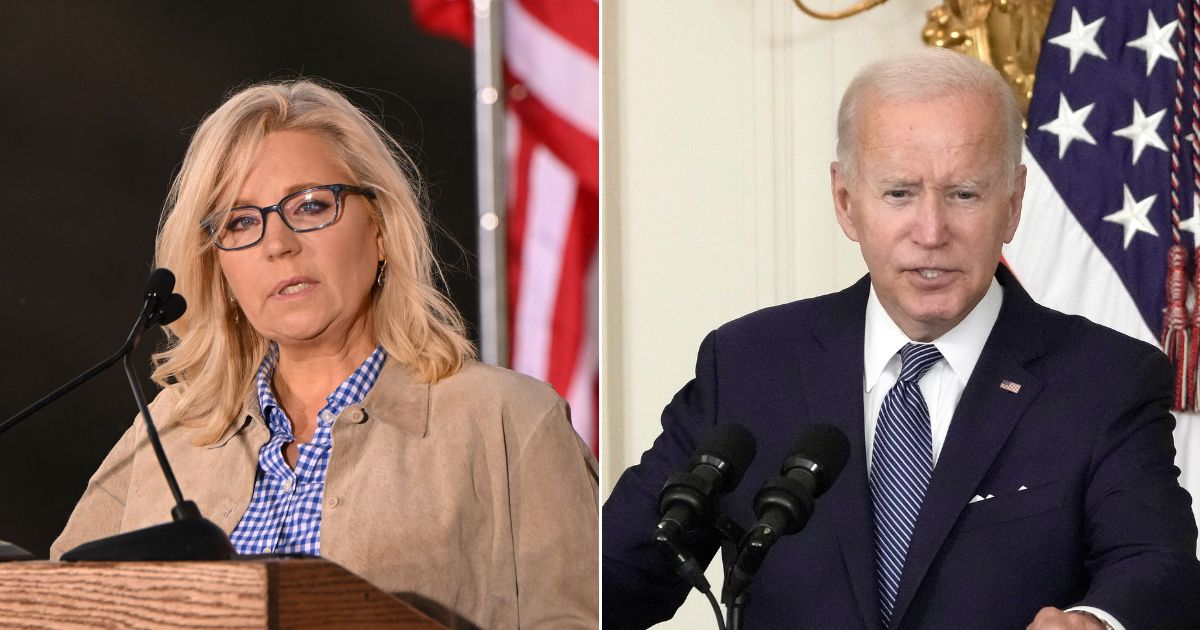 Wyoming Rep. Liz Cheney, left, reportedly received a call from President Joe Biden, right, after losing the Wyoming GOP primary on Tuesday.