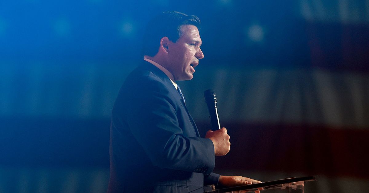 Florida's GOP Gov. Ron DeSantis speaks during the Turning Point USA Student Action Summit in Tampa, Florida, on July 22.