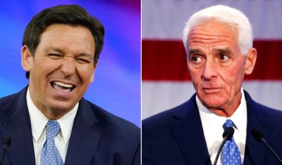 At left, Florida Gov. Ron DeSantis speaks at the Conservative Political Action Conference in Orlando on Feb. 24. At right, Rep. Charlie Crist, the winner of Florida's Democratic gubernatorial primary, gives a victory speech at the Hilton St. Petersburg Bayfront in St. Petersburg on Tuesday.