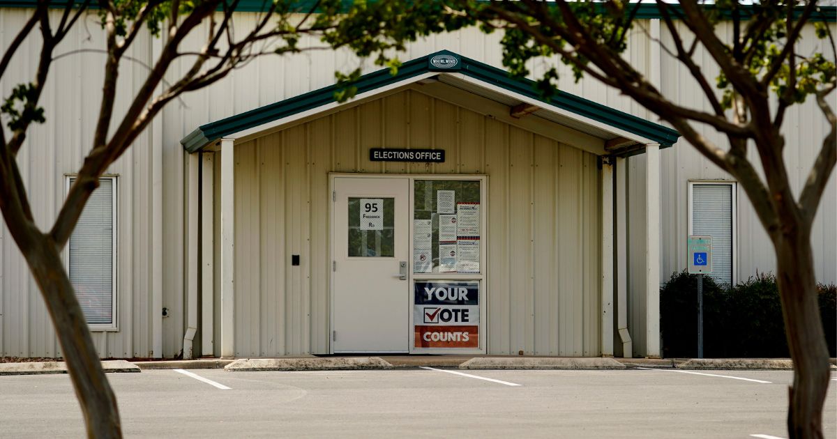 The doors of the Gillespie County election office in Fredericksburg, Texas, are locked on Wednesday.