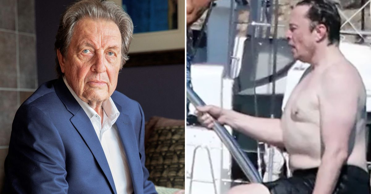 In an interview on "The Kyle and Jackie O Show," Errol Musk, left, insulted his son, Elon Musk, right, multiple times - including taking aim at his weight after pictures of Elon shirtless in Mykonos, Greece, appeared on the on internet.