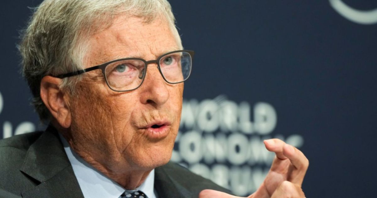 Bill Gates speaks on May 25 at the World Economic Forum meeting in Davos, Switzerland.