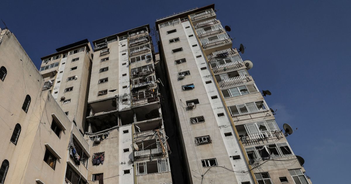 An Israeli airstrike damaged a building in Gaza City on Friday.