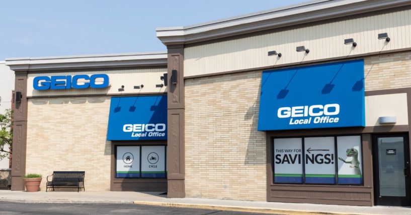 A Geico insurance office in Cincinnati is seen in July 2021.