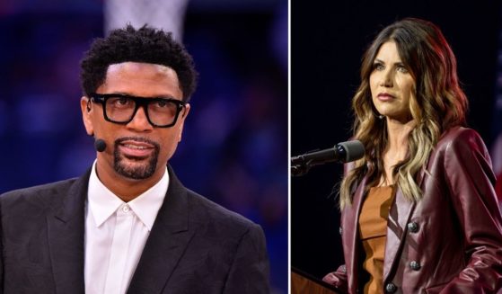 Jalen Rose, left, is seen before an NBA game between the Memphis Grizzlies and the Brooklyn Nets at FedExForum on March 23 in Memphis, Tennessee. South Dakota Gov. Kristi Noem speaks during the National Rifle Association's annual convention on May 27 in Houston.