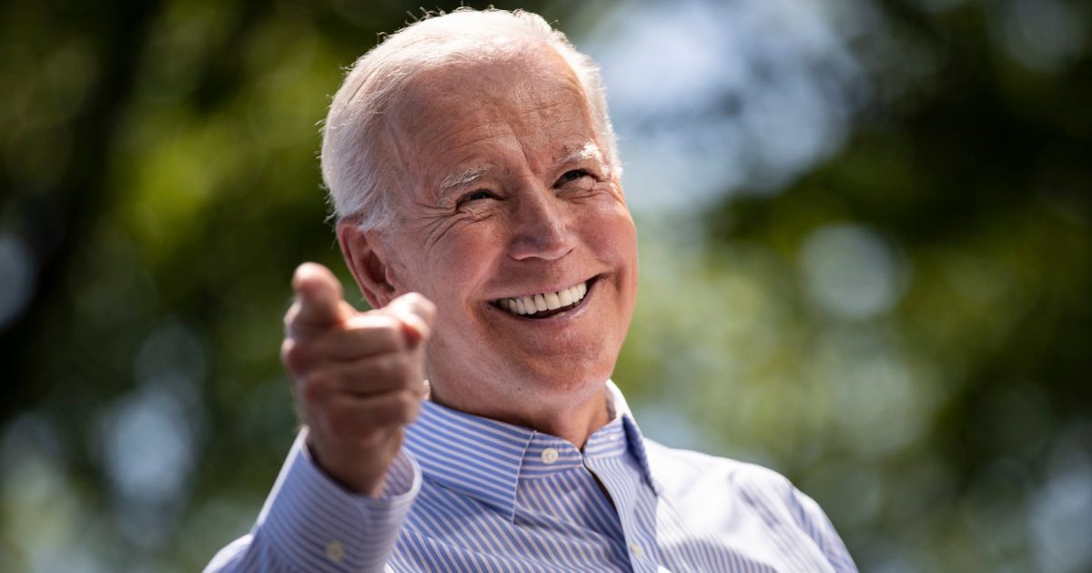 Then-Democratic presidential candidate Joe Biden laughs during a campaign kickoff rally in Philadelphia, Pennsylvania, on May 18, 2019.
