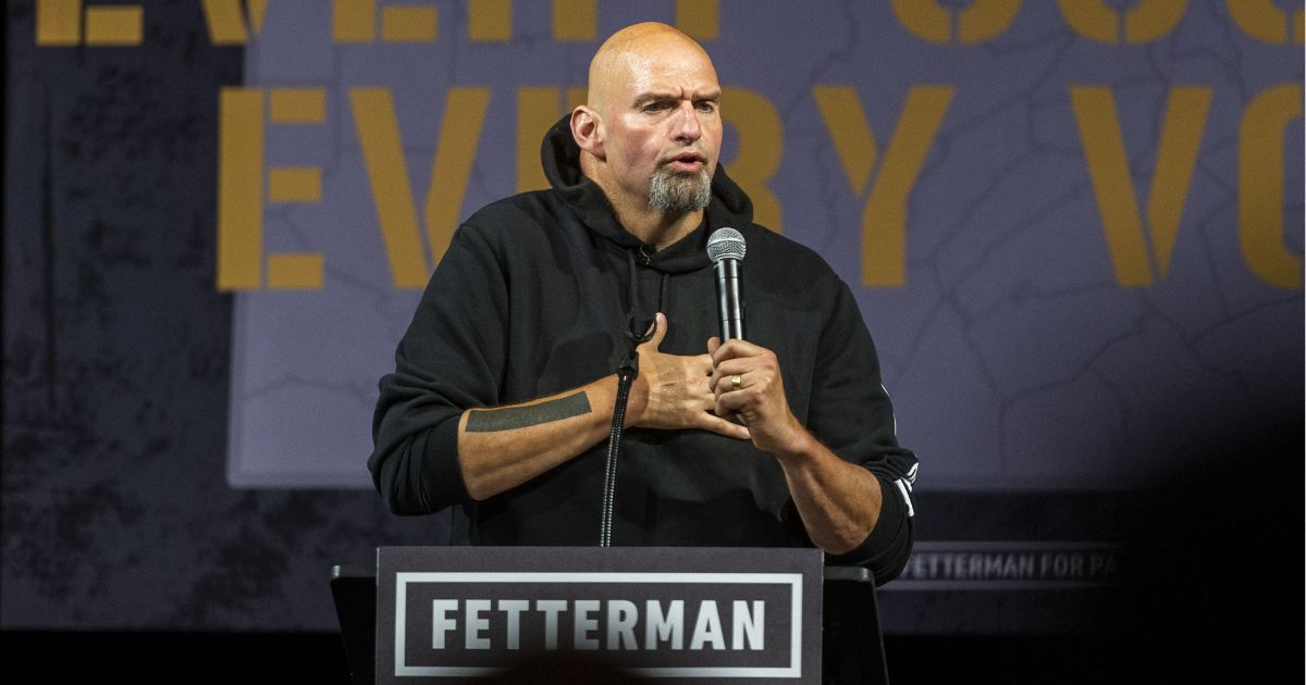 Democratic Senate candidate Lt. Gov. John Fetterman speaks during a rally at the Bayfront Convention Center on Friday in Erie, Pennsylvania.