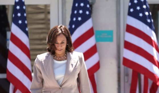 Vice President Kamala Harris prepares to speak during a visit to the Chabot Space & Science Center on Friday in Oakland, California.