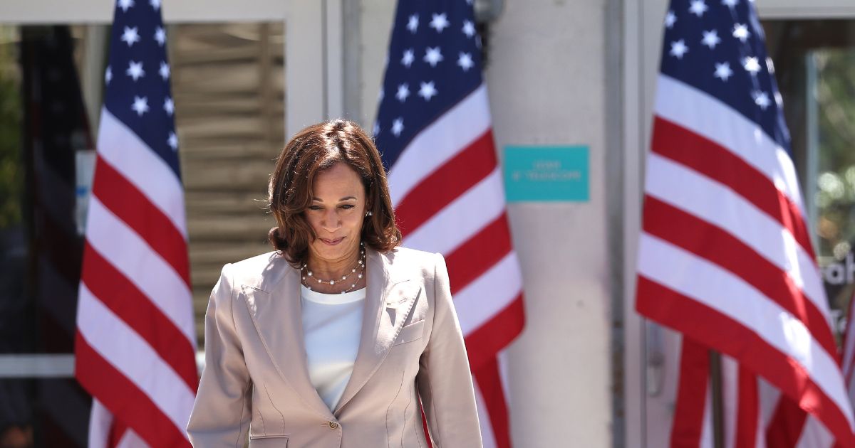 Vice President Kamala Harris prepares to speak during a visit to the Chabot Space & Science Center on Friday in Oakland, California.