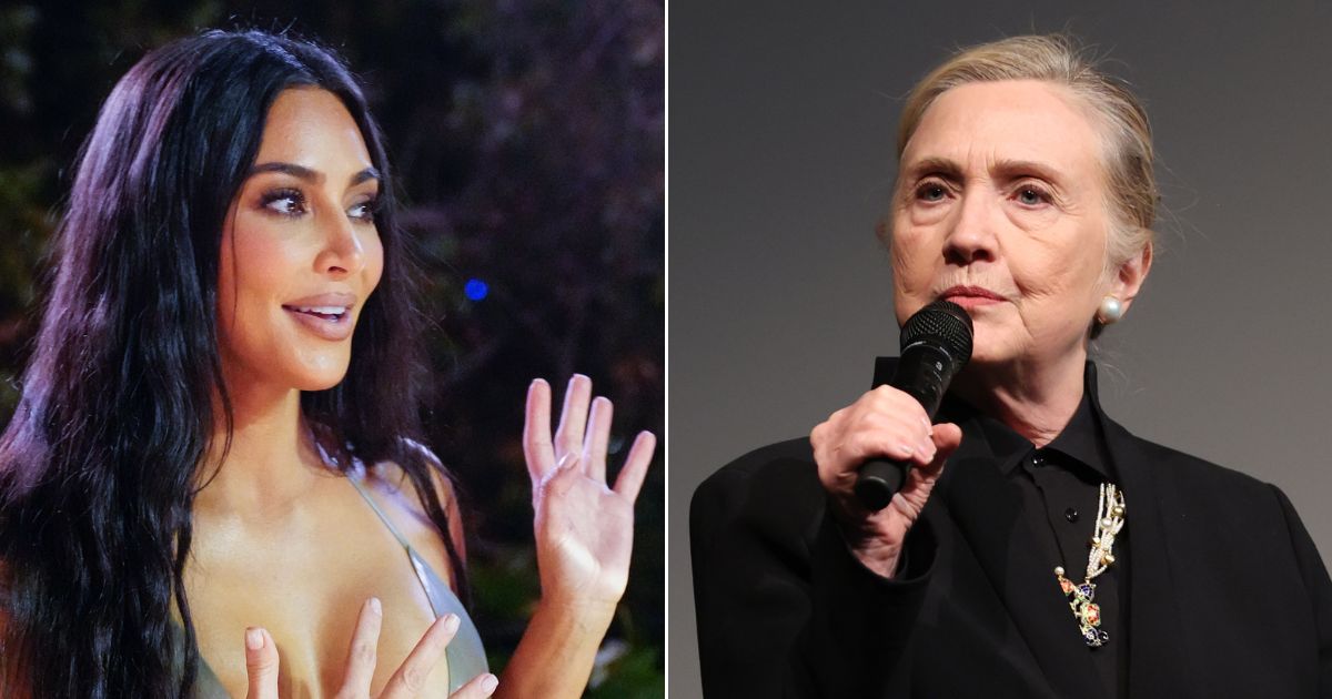 At left, Kim Kardashian is seen at Swan in Miami on March 19. At right, Hillary Clinton speaks on stage at the Museum of Modern Art in New York on May 24.