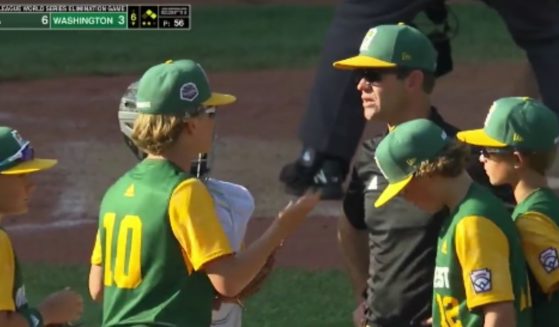 Iowa pitcher Colin Townsend was caught on a hot mic accusing ESPN of rigging a Little League World Series game on Saturday.