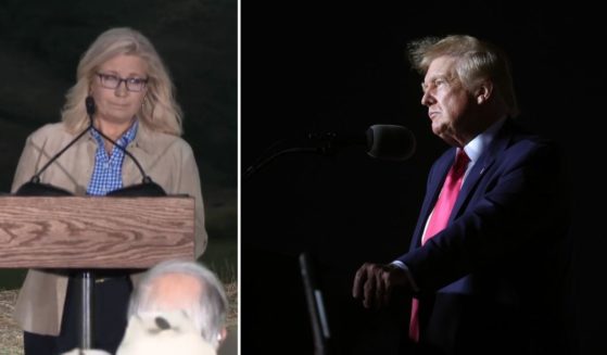 Liz Cheney, left, speaks after her defeat in the House primary election in Wyoming on Tuesday. Former President Donald Trump speaks to supporters during a rally on Aug. 5 in Waukesha, Wisconsin.