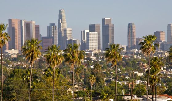 The Los Angeles skyline is seen in this stock image.