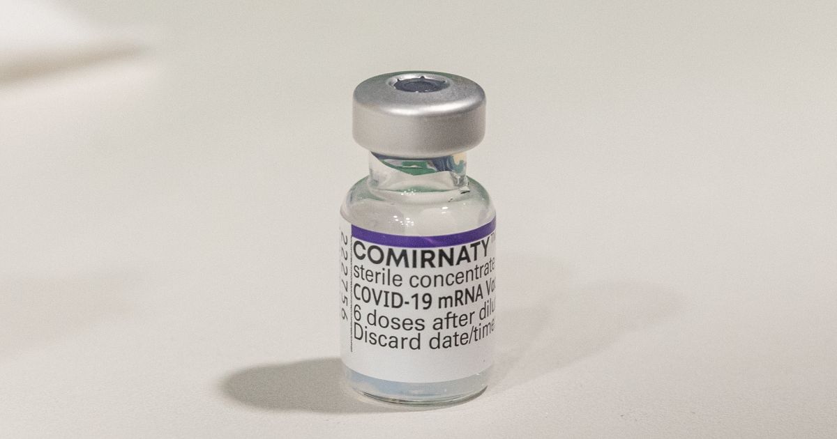 A vile of the Pfizer-BioNTech COVID-19 mRNA vaccine is seen at Exhibition Pharmacy in Melbourne, Australia, on July 11.