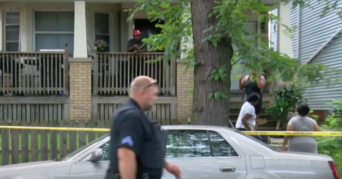Police are seen at the scene of a shooting in Milwaukee.