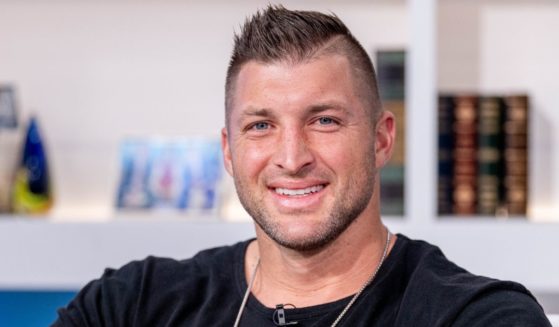 Former NFL player Tim Tebow visits "Fox & Friends" at Fox News Channel Studios on May 17 in New York City.